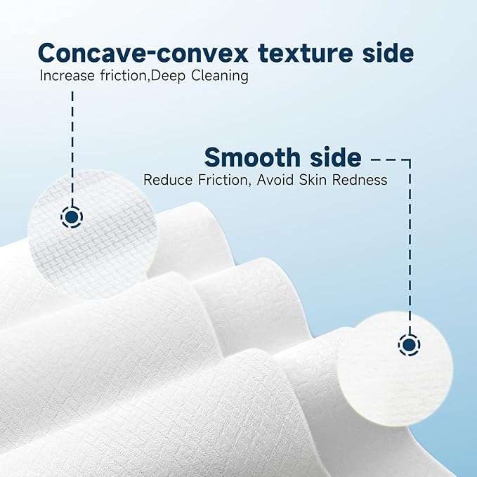 Face Towels, 10” x 12”, Thick Soft and Absorbent, Face Towelettes Disposable Biodegradable for Sensitive Skin, Makeup Remover, Travel, Cleansing, 150 Count（ 3 Pack ）