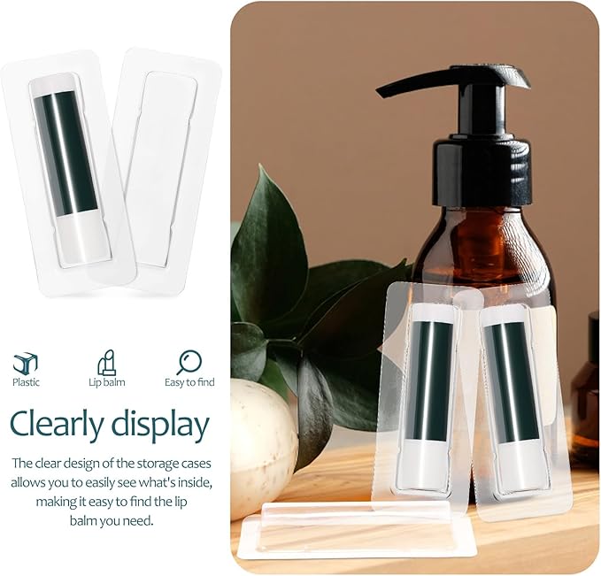 VILLCASE Lip Balm Pouches, 40pcs Plastic Lipstick Money Holder Clear Dome Lip Chap-Stick Money Cash Pounches, Lip Balm Cover for Gift Card DIY Crafts, Not Include Tape-VivaGrace Women