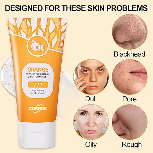 BROUYOUE Orange Exfoliating Gel Scrub for Face and Body Skin, Deep Cleansing Moisturizing Skin Orange Peeling Gel, Natural Orange Exfoliating Gel for All Types Skin (1pc)-VivaGrace Women