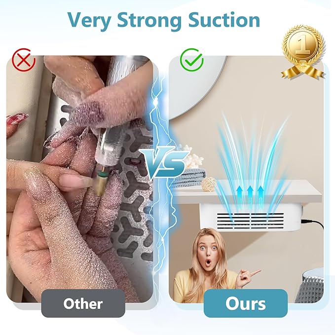 LIONVISON Nail Dust Collector For Salons: Manicure Pedicure Tool for Beginners DIY Nail Tech - Reusable Filter Fan Dust Suction Machine For Home-VivaGrace Women