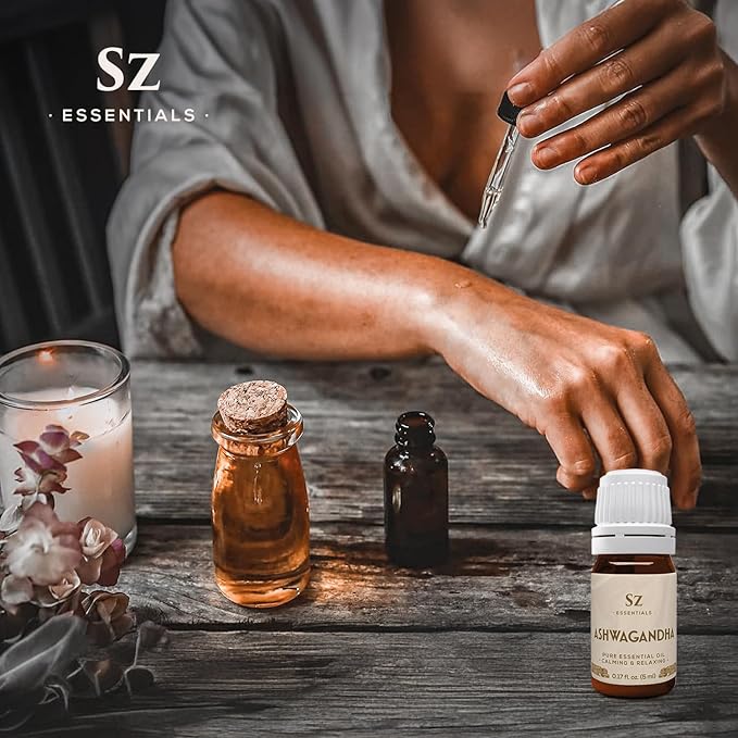 Ashwagandha Essential Oil, 100% Pure and Natural - Undiluted, Steam Distilled from Withania Somnifera - Woody & Earthy Scent with Nutty Overtones - Therapeutic Grade & Vegan - 0.17oz-VivaGrace Women