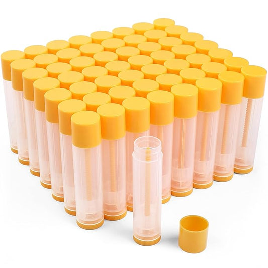 LotFancy Lip Balm Tubes Empty, 60PCS 5.5ml (3/16 Oz), Clear Lip Balm Container Tubes with Yellow Caps, BPA Free & Leak Free, Refillable-VivaGrace Women