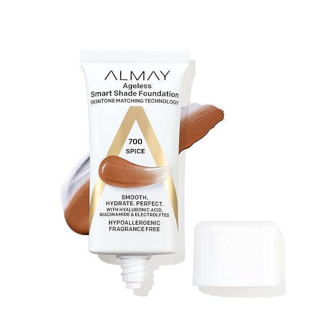 Almay Anti-Aging Foundation, Smart Shade Face Makeup with Hyaluronic Acid, Niacinamide, Vitamin C & E, Hypoallergenic-Fragrance Free, 700 Spice, 1 Fl Oz (Pack of 1)-VivaGrace Women