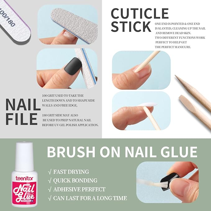 Teenitor Press On Nails Oval, 12 Sizes Matte Press On Nails Oval Shape, 12 Colors Oval Press On Nails With Nail Glue, Short Oval Fake Nails Kit