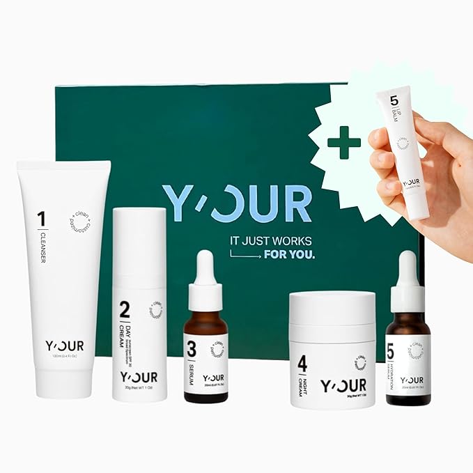 Y'OUR Skincare System, Contains: Moisturizing Cleanser, Antioxidant Day Cream, Calming Serum, Revitalizing Night Cream, Intensive Hydration Serum (Hydrating Skincare (Set of 5))-VivaGrace Women
