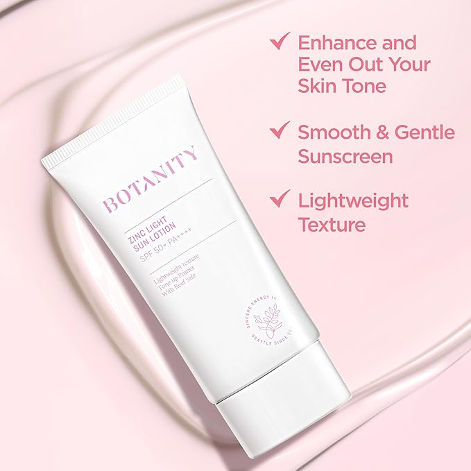 Zinc Sun Lotion - UV Protection, SPF 50+ PA ++++, Even skin tone, Lightweight & Hydrating formula, Non-Greasy, Korean Skincare, All Skin Types, 1.7 fl oz (50ml)-VivaGrace Women