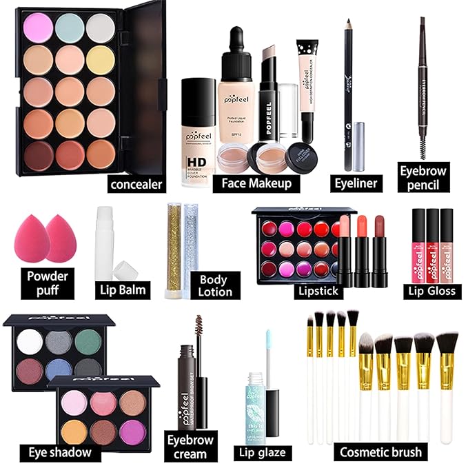 Multi-purpose Makeup Kit All-in-One Makeup Gift Set Colours Mix Eyeshadow Concealer Lip Gloss Pressed Powder and Powder Blusher Cosmetic Makeup Palette Set Kit #094-VivaGrace Women