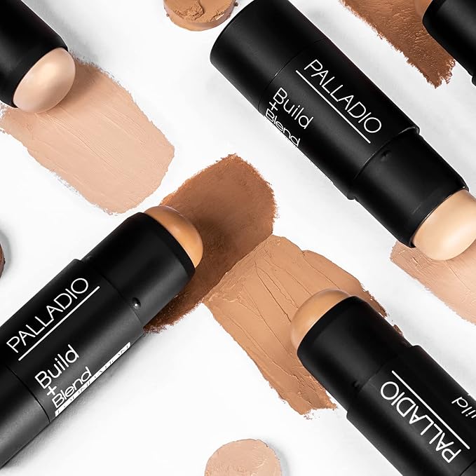 Palladio BUILD & BLEND Foundation Stick, Medium Coverage Buildable Contour Stick for Face, Ultra Blendable Creamy Formula for a Natural Shine Free Finish, Professional Makeup, 0.25 Ounce (Warm Brown)-VivaGrace Women