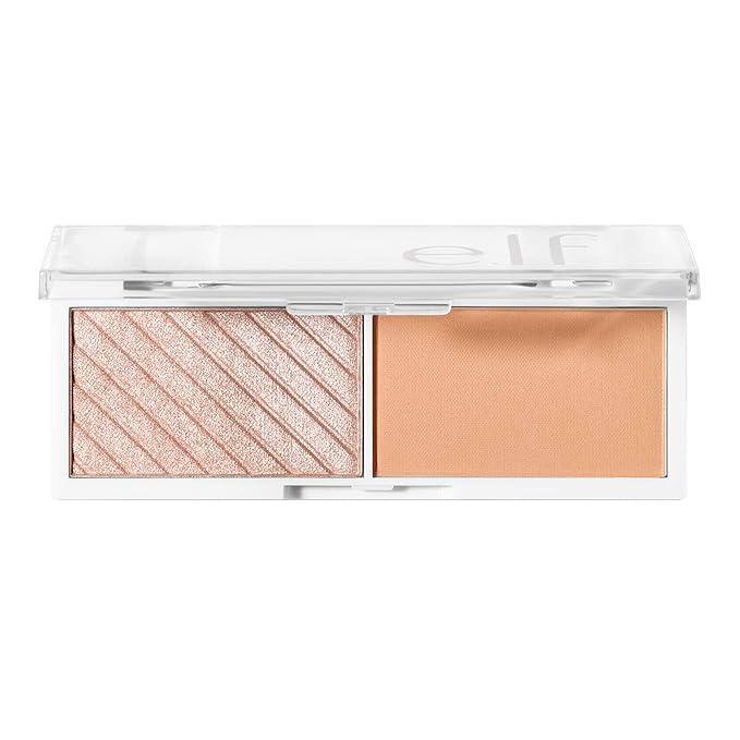 e.l.f. Cosmetics Bite-Size Face Duo, Highlighter, Bronzer & Blush Palette, Highly Pigmented, Cantaloupe, 0.049 Oz (1.4g), 0.049 ounces-VivaGrace Women