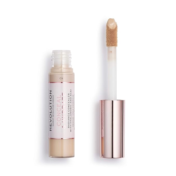 Makeup Revolution Conceal and Hydrate Concealer, Full Coverage & Matte Finish, C5 for Light Skin Tones, Vegan & Cruelty-Free, 0.7 Fl Oz-VivaGrace Women