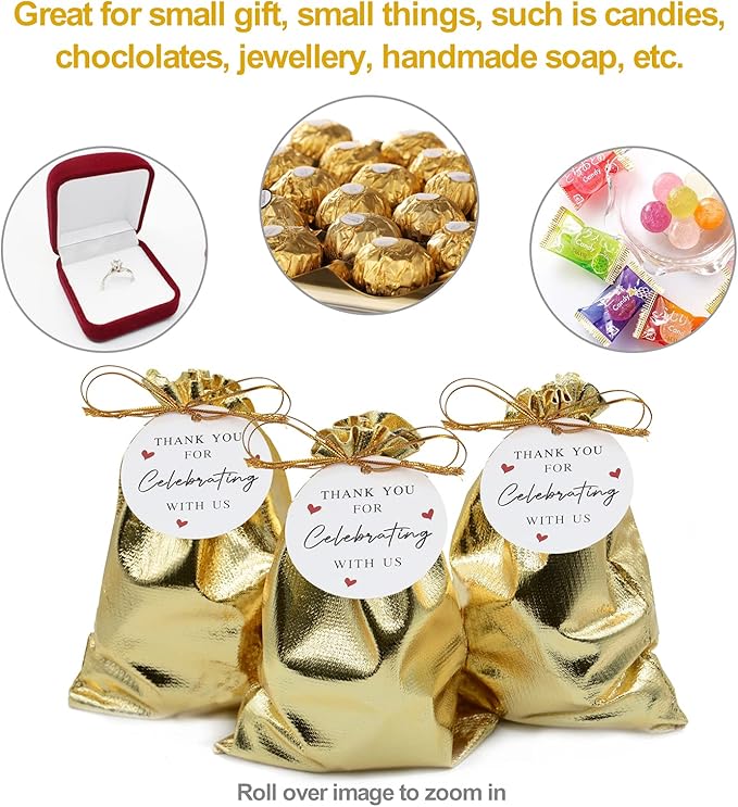 Pack of 100 4"x 6" Heavy Duty Gold Drawstring Organza Jewelry Pouches Wedding Party Christmas Favor Gift Candy Chocolate Bags-VivaGrace Women
