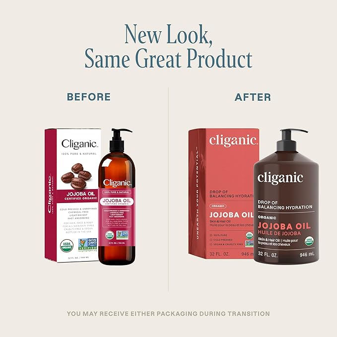 Cliganic Organic Jojoba Oil 32 oz, 100% Pure | Bulk, Natural Cold Pressed Unrefined Hexane Free Oil for Hair & Face-VivaGrace Women