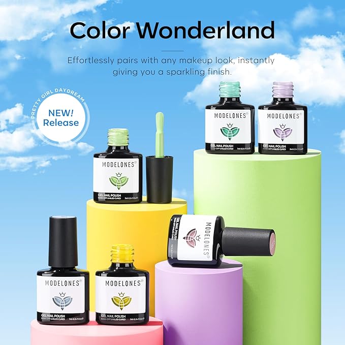 modelones Spring Gel Nail Polish Set, 6 Colors Pastel Yellow Green Pink Purple Blue Shades Pale Macaron Light Colors Nail Art Gel Design for Women Girl Nail Lovers Gift Salon DIY-VivaGrace Women