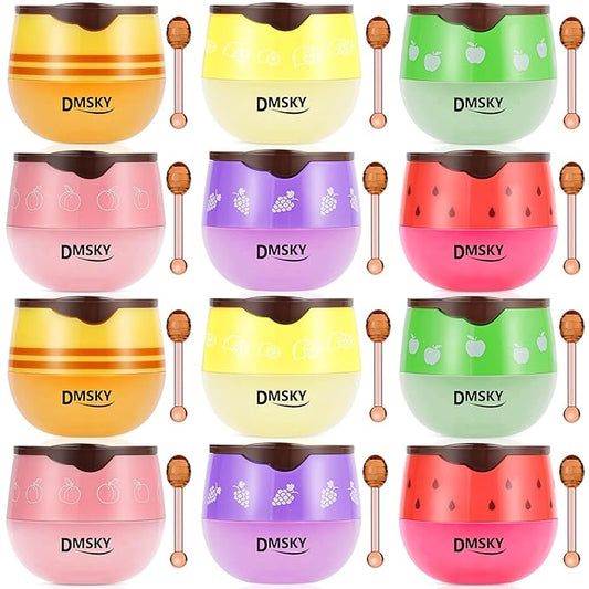 DMSKY Bee Lip Balm Honey Pot 12 PCS, Propolis Lip Mask Overnight, Moisturizing Hydrating Lip Sleeping Mask Prevention Dry and Cracked, Reduce Lip Lines-VivaGrace Women