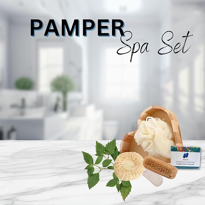 Spa Kit Birthday Box With Loofah Body Brush Vanilla Mint Patchouli Goat Milk Soap-VivaGrace Women