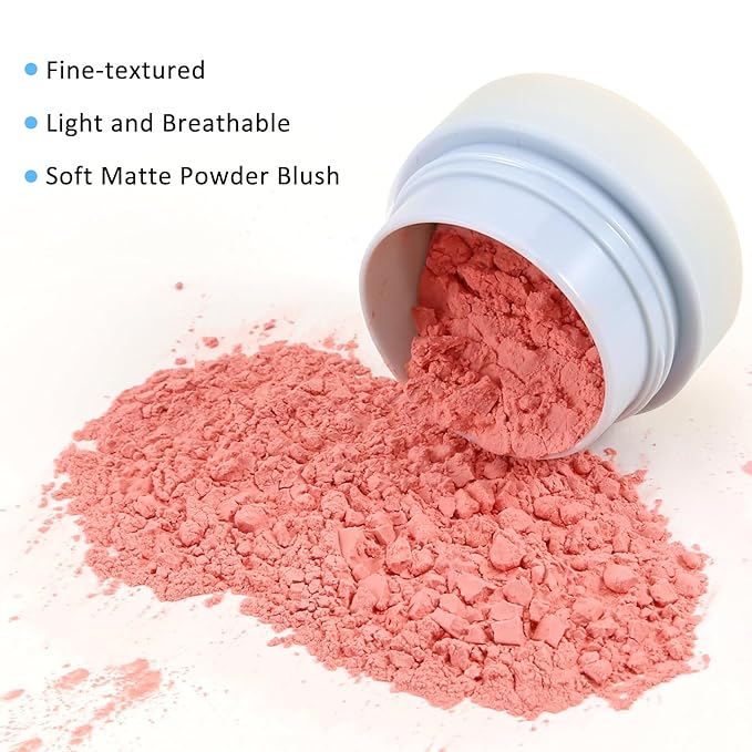 Boobeen Powder Blush for Cheeks, Air Cushion Matte Blush, Natural Highly Pigmented Blush Makeup Easy to Blend, Loose Blush Compact Long-lasting-VivaGrace Women