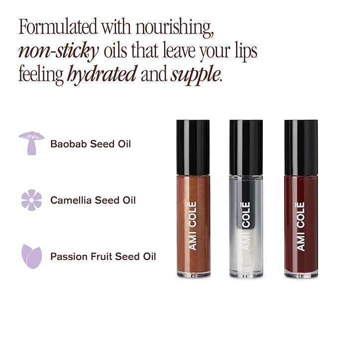 AMI COLÉ Hydrating Lip Treatment 3in1 multitasker for your lips (Holiday Lip Trio), tinted lip gloss, hydrating lip gloss, moisturizing, natural-VivaGrace Women