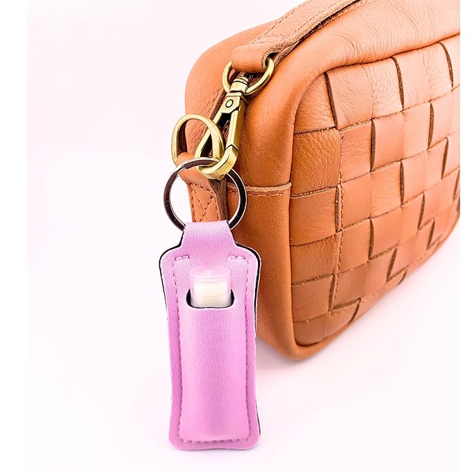 Peaches and Cream Chapstick 3-Pack. Includes Bonus Lip Balm Holder Keychain (Pink). Limited Edition Flavor from the Chapstick I Love Summer Collection, Unique Gift Bundle from-VivaGrace Women