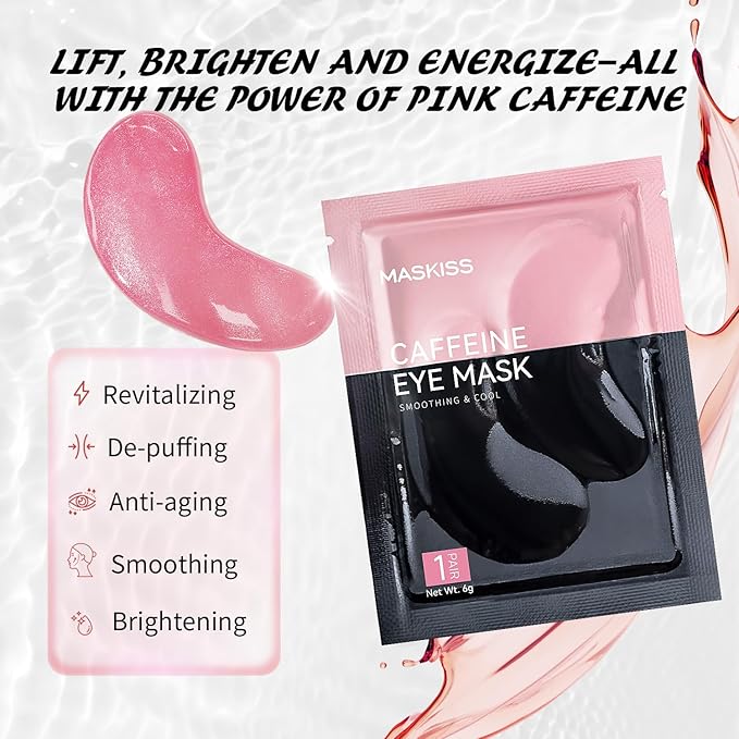 Under Eye Patches (8 Pairs), Caffeine Eye Masks for Dark Circles Puffy Eyes Undereye Bags, Collagen Eye Patches for Wrinkles and Puffiness, Skin Care Gift for Her