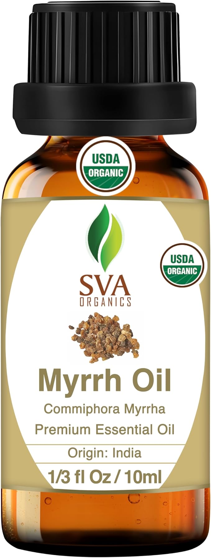 SVA Myrrh Essential Oil Organic – 1/3 Fl Oz – 100% Natural Organic Myrrh Oil - for Diffuser, Hair Care, Face, Skin Care, Aromatherapy, Scalp and Body Massage, Soap and Candle Making-VivaGrace Women