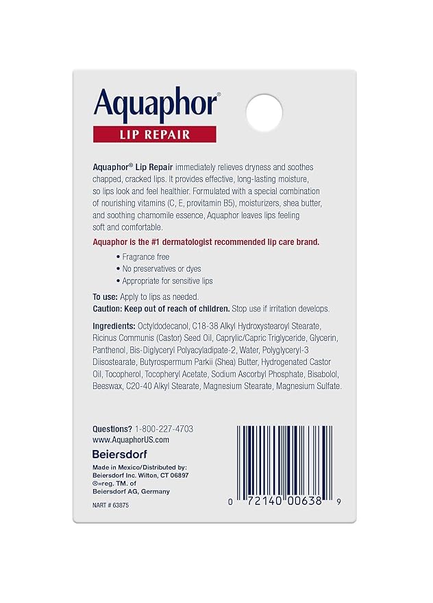 Aquaphor Lip Repair Dry, Chapped Lip Balm, 0.35 oz-VivaGrace Women