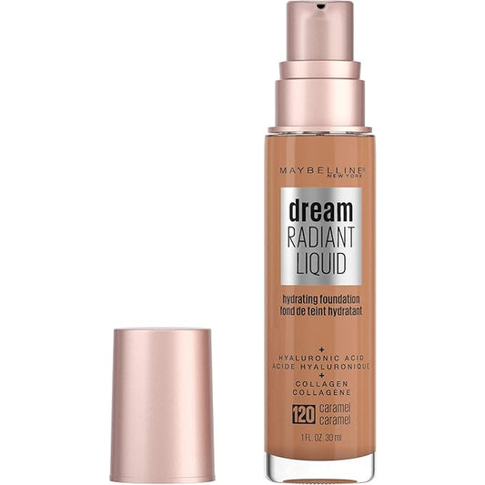 Maybelline Dream Radiant Liquid Medium Coverage Hydrating Makeup, Lightweight Liquid Foundation, Caramel, 1 Fl; Oz-VivaGrace Women