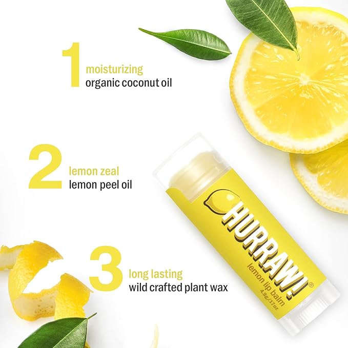 Hurraw! Lemon Lip Balm: Organic, Certified Vegan, Cruelty and Gluten Free. Non-GMO, 100% Natural Ingredients. Bee, Shea, Soy and Palm Free. Made in USA-VivaGrace Women