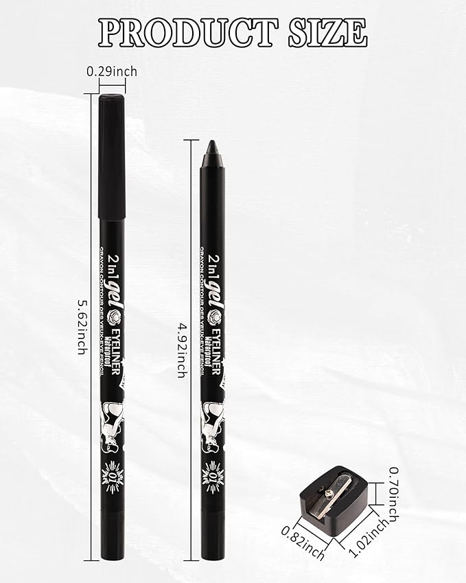 Green Eyeliner Pencil Gel, Sharpenable Multi-Use Colorful Eyeliner Waterline Waterproof Smudge-Proof Long Stay, High Pigmented Shimmer Cream Eye Liner Pen with Sharpener, Safe for Sensitive Eyes-08