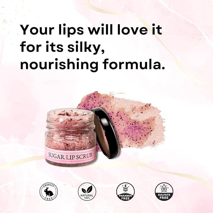 Sugar & Dried Rose Petals Lip Scrub with Vitamin E & Rose Essential Oil - 0.88 Oz/25 gm - Exfoliates-VivaGrace Women