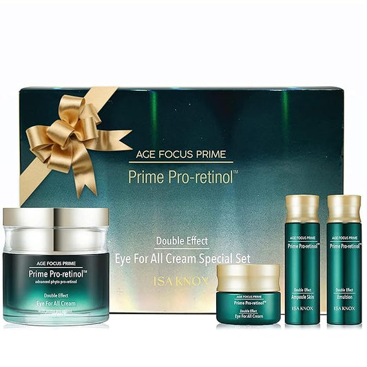 Isa Knox AGE FOCUS Prime Double Effect Eye For All Cream Set (3.4fl oz) - Korean Skincare Set, Lightweight Rich Eye Cream, Toner, Emulsion with Daytime Retinol,-VivaGrace Women
