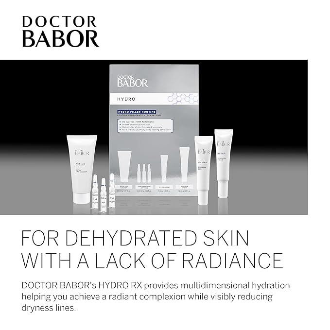 DOCTOR BABOR Hydro Filler Routine, Hyaluronic Acid Power Serum Ampoules, Lifting & Plumping Eye Cream, Target Wrinkles & Firmness, Radiant Results Skincare Set-VivaGrace Women