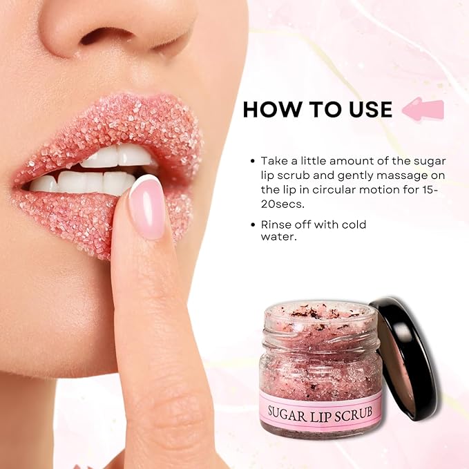 Sugar & Dried Rose Petals Lip Scrub with Vitamin E & Rose Essential Oil - 0.88 Oz/25 gm - Exfoliates-VivaGrace Women