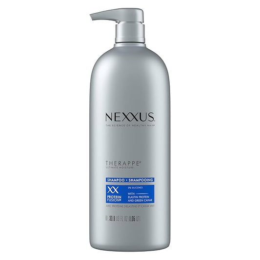 Nexxus Therappe Moisturizing Shampoo Ultimate Moisture for Dry Hair Silicone-Free, Moisturizing ProteinFusion with Elastin Protein and Green Caviar 33.8 oz-VivaGrace Women