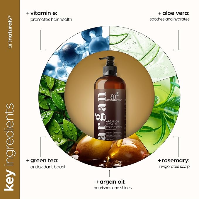 Artnaturals Argan Oil Leave-In Conditioner - (12 Fl Oz / 355ml) - Made with Organic and Natural Ingredients - for All Hair Types – Treatment for Damaged, Dry, Color Treated and Hair Loss (ANHA-0802)-VivaGrace Women
