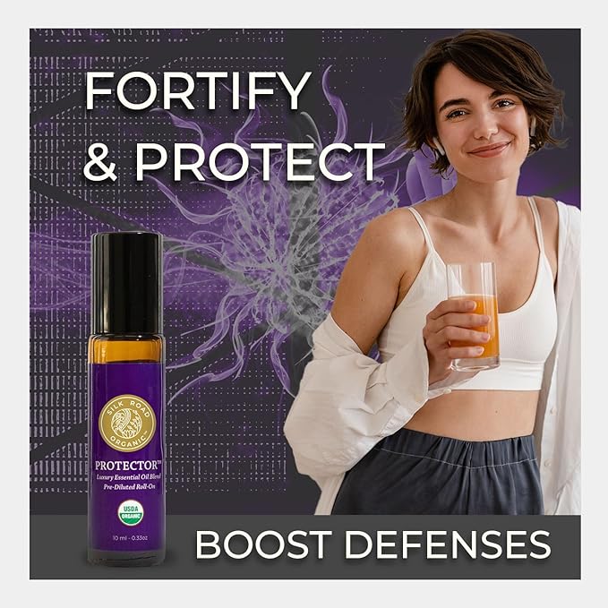 Silk Road Organic Protector Essential Oil Immunity Blend Roll On, Based on Thieves Oil Legend, 100% Pure USDA Certified Health Shield Aromatherapy - 10 ml Roller-VivaGrace Women