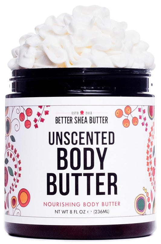 Unscented Body Butter for Dry Skin | with Raw Shea Butter and Jojoba Oil | Deep Moisturizer Safe for Sensitive Skin, Non Greasy, Fragrance Free | 8 oz-VivaGrace Women