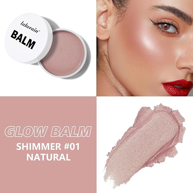 KYDA Miracle Glow Balm, Glow Tinted Blush Balm, Multiuse Face Balm for Cheek Lips Eyes, Hydrating Cream Blush, Blendable Lightweight, Shimmer Blusher, Natural, 1.76 oz-VivaGrace Women