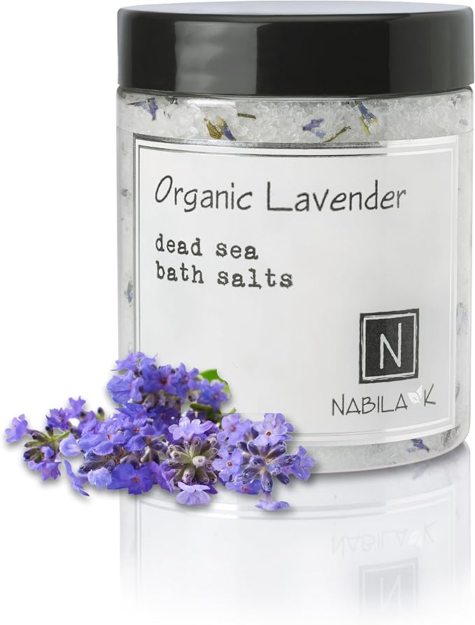 Organic Lavender Bath Salts by Nabila K - Dead Sea Salt & Epsom Salt Scrub & Soak - Exfoliates & Hydrates Skin, Botanical Essential Oils - Bubble Bath Accessories for All Skins Types, 2 oz-VivaGrace Women