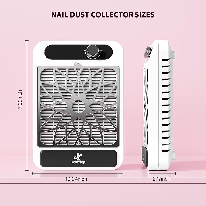 Nail Dust Collector for Nail Techs,Compact & Quiet Vacuum Fan Dust Collector with Reusable Filter, Powerful Dust Suction Machine,Nail Tech Must Haves for Gel Polish,Pedicures,Salon & Home Use-VivaGrace Women