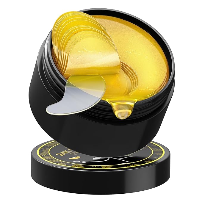 24k Gold Under Eye Patches - 60 Pcs Eye Mask Pure Gold Anti-Aging Collagen Hyaluronic Acid Under Eye Mask for Dark Circles, Puffiness & Wrinkles Refresh Your Skin-VivaGrace Women