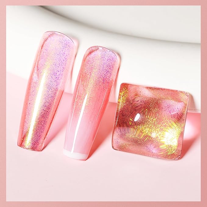MIZHSE Nail Polish Air Dry Fast, Holographic Neon Orange Nail Polish Quick Dry, 15ml/0.5 fl oz Regular Shiny Shimmer Oil-based Glitter Nail Lacquer Non Gel Full Coverage Nail Art Manicure Home