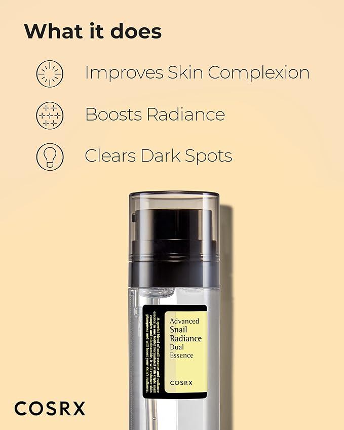 COSRX Niacinamide 5% + Snail Mucin 74% Dual Essence, Anti aging Face Serum for Dull Skin, Hydrating, Brightening, Repairing, 2.70 fl.oz / 80ml, Sensitive Skin, Not Tested on Animals, Korean Skincare-VivaGrace Women