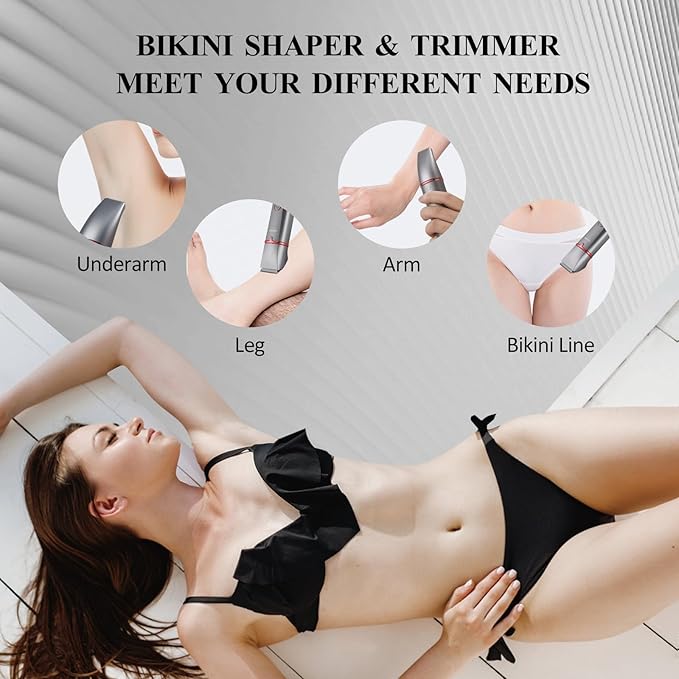 Electric Razors for Women, 3-in-1 Electric Lady Clipper Pubic Hair Trimmer-Painless Hair Removal Groomer Kit Rechargable Bikini Trimmer for Women with 3 Trimmer Heads, IPX7 Waterproof-VivaGrace Women