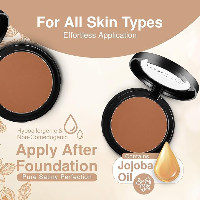 Frankie Rose Cosmetics Powder Foundation – Full Coverage Face Powder For Pores & Imperfections, Evens Out Skin Tone & Shine-Control | 58 Grams (Chestnut)-VivaGrace Women