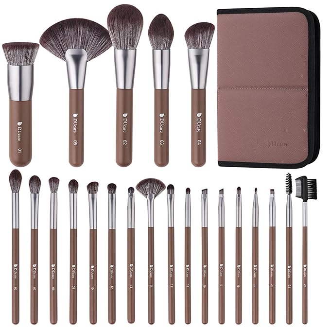 DUcare Professional Makeup Brush Set 22Pcs with Travel Case Synthetic Kabuki Foundation Brush, Face Powder Brush, Blush Brush, Concealer Brush, Eyeshadow Brushes-VivaGrace Women