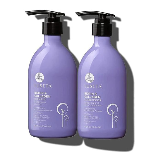 Luseta Biotin Shampoo and Conditioner for Hair - Thickening Shampoo for Thinning Hair - Infused with Argan Oil to Repair Damaged Dry Hair - Sulfate Free Paraben Free-2 x 16.9 fl oz-VivaGrace Women
