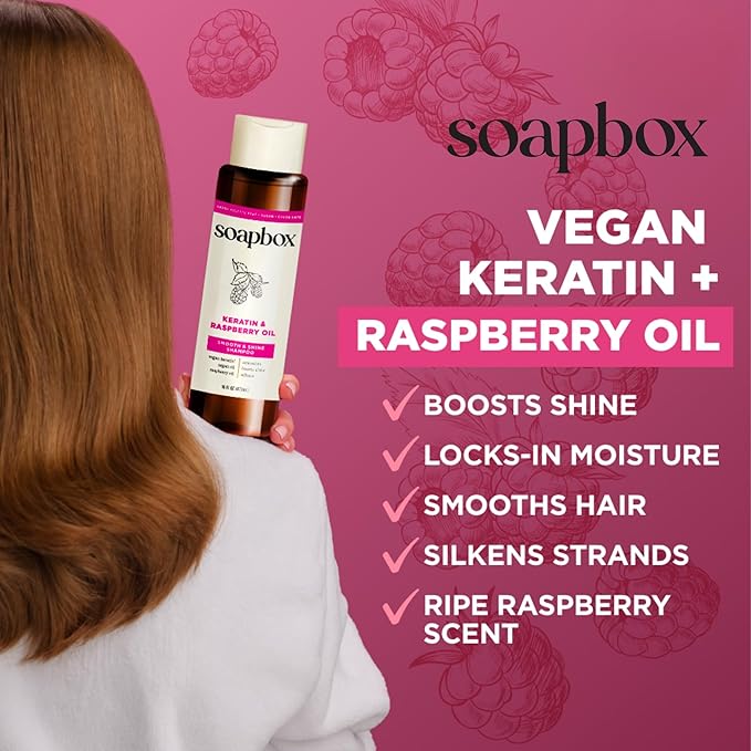 Soapbox Shine Boosting Keratin Shampoo & Conditioner Set with Argan Oil, Pack of 2 Harsh Sulfate & Paraben Free, Silicone Free, Color Safe, and Vegan Hair Products, 16 Ounces Each-VivaGrace Women