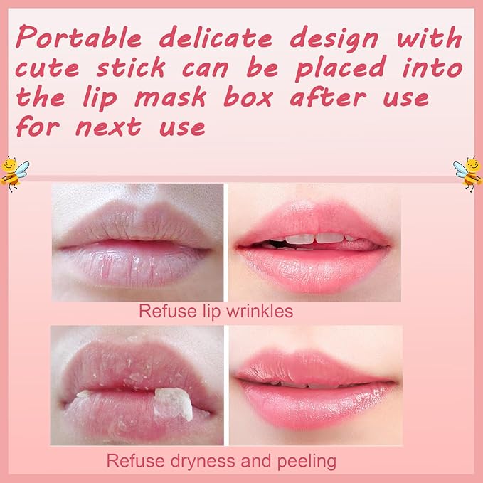 1 PCS Bee Lip Balm Honey Pot, Exfoliating Watermelon Bee Lip Balm Sleeping Lip Mask Overnight with Sticks, Honey Pot Lip Balm Prevention Dry Hydrating and Crack Lip Scrubs-VivaGrace Women