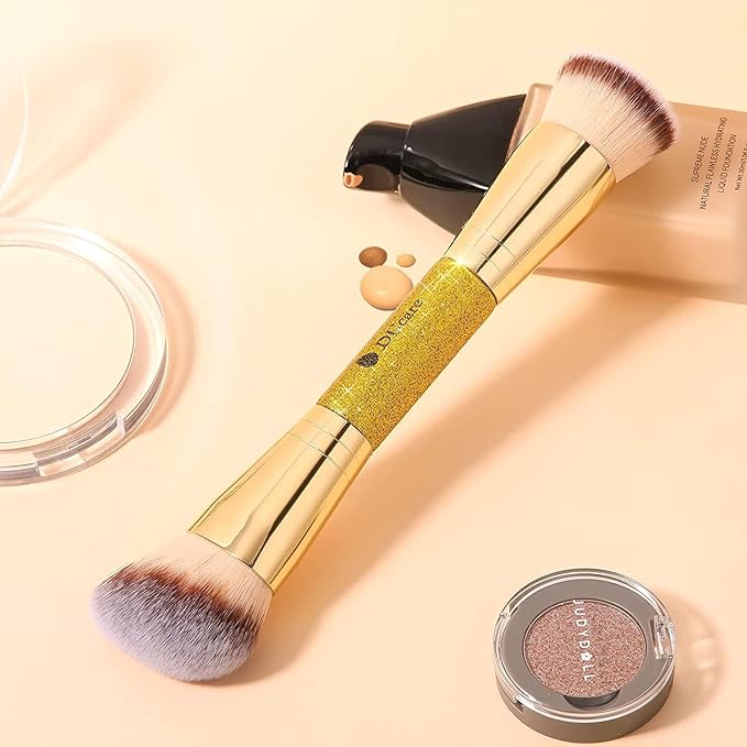 DUcare Foundation Brush Contour Bronzer Makeup Brush Double Ended Self Tanner Brush Sculpting Brush for Blending Liquid Powder Concealer Cream Cosmetics Blush Buffe-VivaGrace Women