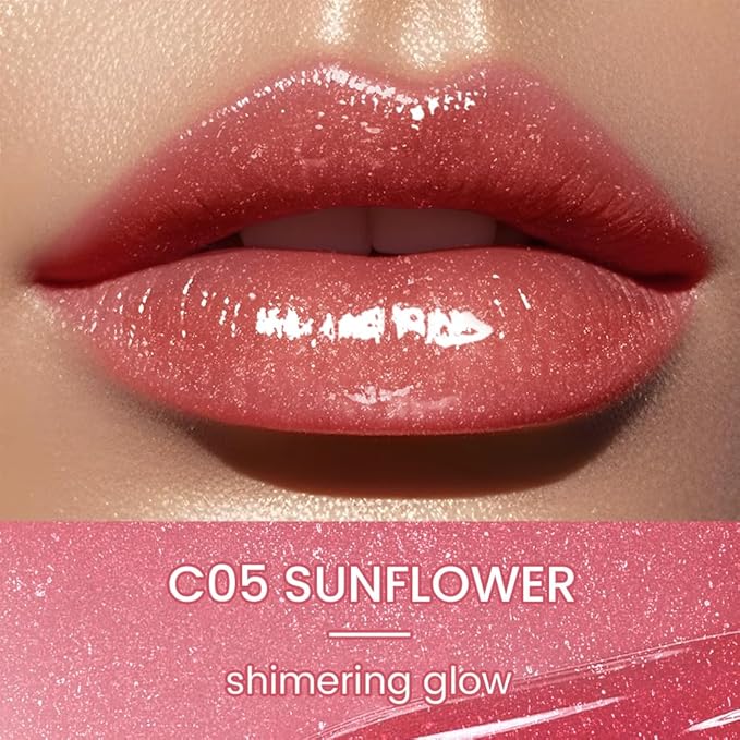 CATKIN Glossy Lip Balm Ultra Hydating Glow Lip Tinted Jelly Plump Melting Balm Shea Butter Repair Soothing For Dry Lips Dewy Finished 0.12 oz C05 SUNFLOWER-VivaGrace Women